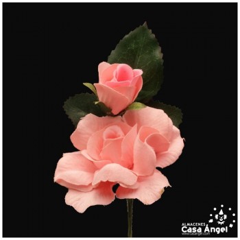 RAMILLETE FLOR DOS ROSITAS FLAMENCAS 16cm