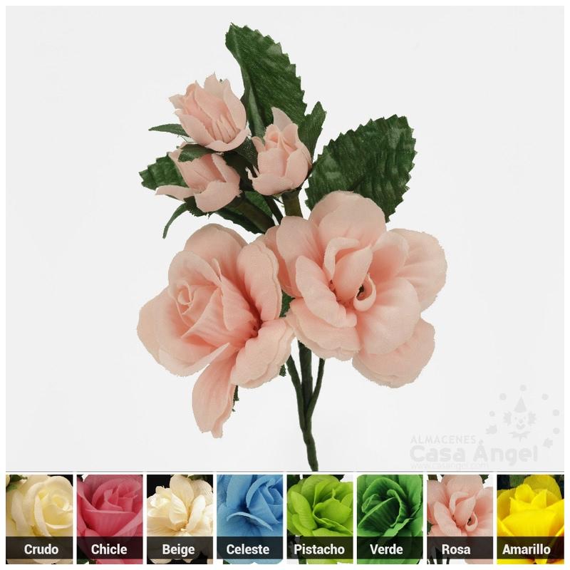 RAMILLETE FLOR DOS ROSITAS FLAMENCAS 16cm