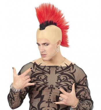 PELUCA DE PUNKY CON CRESTA ROJA