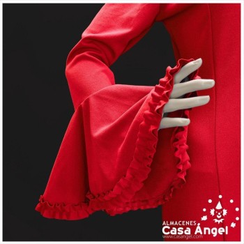 VESTIDO DE FLAMENCA DE PUNTO COLOR ROJO LISO
