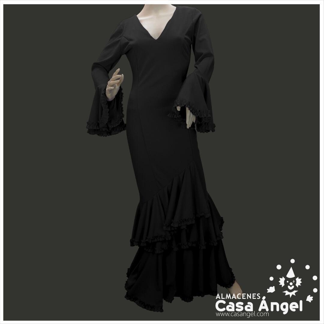 TRAJE DE FLAMENCA ADULTO PUNTO NEGRO LISO