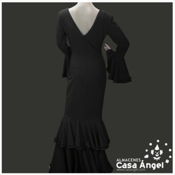 TRAJE DE FLAMENCA ADULTO PUNTO NEGRO LISO