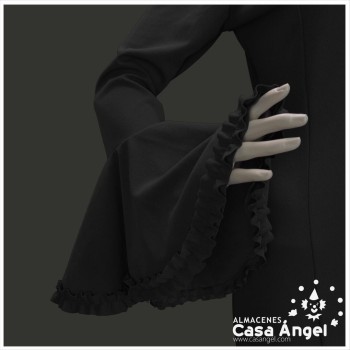 TRAJE DE FLAMENCA ADULTO PUNTO NEGRO LISO