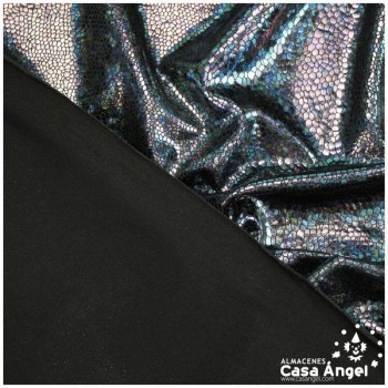 LICRA NEGRA CON ESTAMPADO TORNASOL DE SERPIENTE SERIE MIYA 150cm