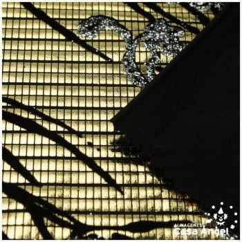 LYCRA DORADA FLOCADA CON GLITTER SERIE YLENIA 150cm