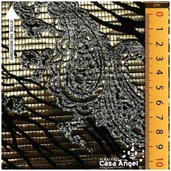 LYCRA DORADA FLOCADA CON GLITTER SERIE YLENIA 150cm