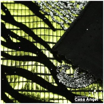 LYCRA VERDE PISTACHO FLOCADA CON GLITTER SERIE YLENIA 150cm