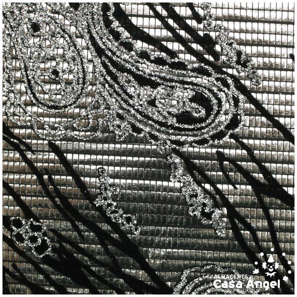LYCRA PLATEADA FLOCADA CON GLITTER SERIE YLENIA 150cm