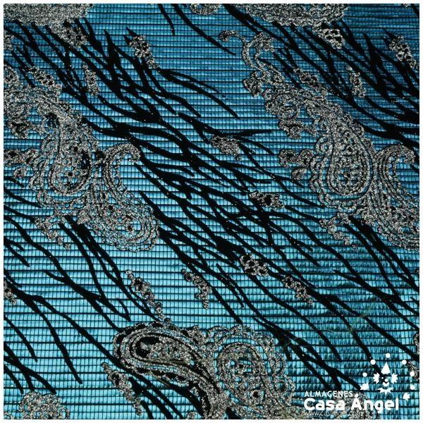 LYCRA TURQUESA FLOCADA CON GLITTER SERIE YLENIA 150cm