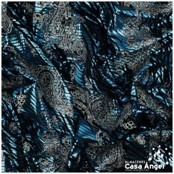 LYCRA TURQUESA FLOCADA CON GLITTER SERIE YLENIA 150cm