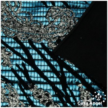 LYCRA TURQUESA FLOCADA CON GLITTER SERIE YLENIA 150cm