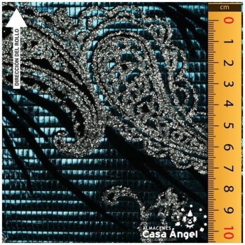 LYCRA TURQUESA FLOCADA CON GLITTER SERIE YLENIA 150cm