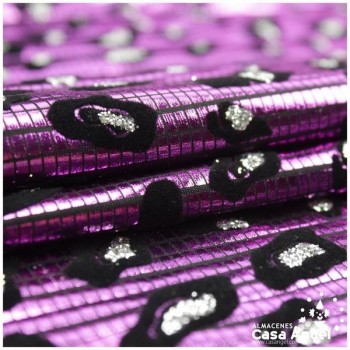 LYCRA FUCSIA FLOCADA CON GLITTER SERIE YLENIA ANIMAL 150cm