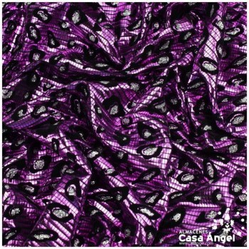 LYCRA FUCSIA FLOCADA CON GLITTER SERIE YLENIA ANIMAL 150cm