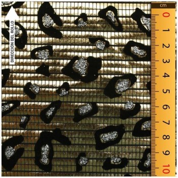 LYCRA ORO FLOCADA CON GLITTER SERIE YLENIA ANIMAL 150cm