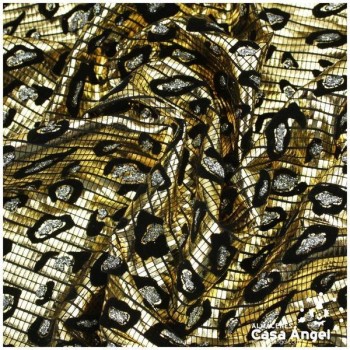 LYCRA ORO FLOCADA CON GLITTER SERIE YLENIA ANIMAL 150cm