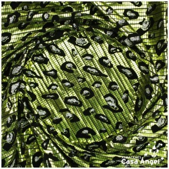 LYCRA VERDE PISTACHO FLOCADA CON GLITTER SERIE YLENIA ANIMAL 150cm