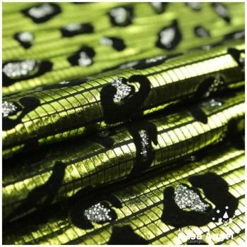 LYCRA VERDE PISTACHO FLOCADA CON GLITTER SERIE YLENIA ANIMAL 150cm