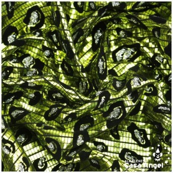 LYCRA VERDE PISTACHO FLOCADA CON GLITTER SERIE YLENIA ANIMAL 150cm