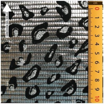 LYCRA PLATEADA FLOCADA CON GLITTER SERIE YLENIA ANIMAL 150cm