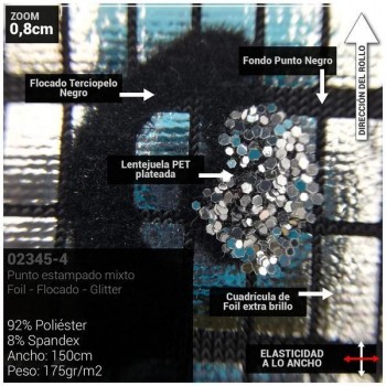 LYCRA PLATEADA FLOCADA CON GLITTER SERIE YLENIA ANIMAL 150cm