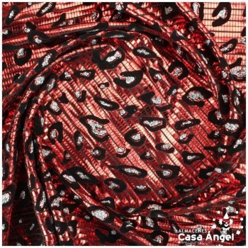 LYCRA ROJA FLOCADA CON GLITTER SERIE YLENIA ANIMAL 150cm