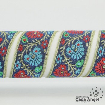 TIRA JACQUARD TAPACOSTURAS DIBUJO FLORES 3cm