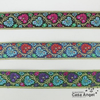 TIRA JACQUARD TAPACOSTURAS DIBUJO FLORES 3cm