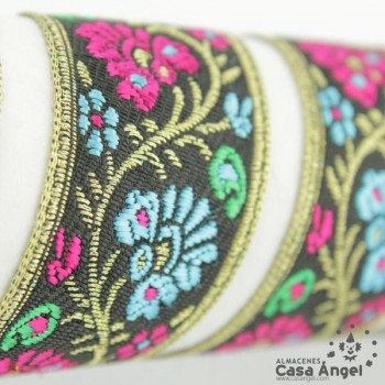 TIRA JACQUARD TAPACOSTURAS DIBUJO FLORES 3cm