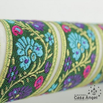 TIRA JACQUARD TAPACOSTURAS DIBUJO FLORES 3cm