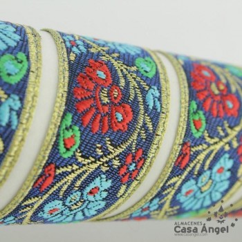 TIRA JACQUARD TAPACOSTURAS DIBUJO FLORES 3cm
