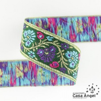 TIRA JACQUARD TAPACOSTURAS DIBUJO FLORES 3cm