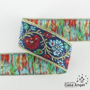 TIRA JACQUARD TAPACOSTURAS DIBUJO FLORES 3cm