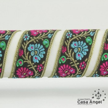 TIRA JACQUARD TAPACOSTURAS DIBUJO FLORES 3cm