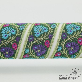 TIRA JACQUARD TAPACOSTURAS DIBUJO FLORES 3cm