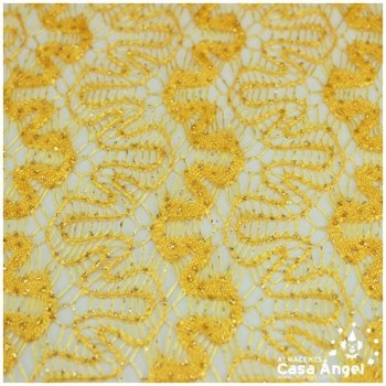ENCAJE DE LYCRA AMARILLO CON PURPURINA SERIE ADUNA 150cm