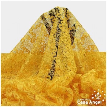 ENCAJE DE LYCRA AMARILLO CON PURPURINA SERIE ADUNA 150cm