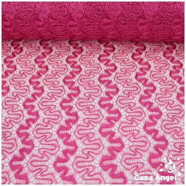 ENCAJE DE LYCRA FUCSIA CON PURPURINA SERIE ADUNA 150cm