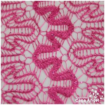 ENCAJE DE LYCRA FUCSIA CON PURPURINA SERIE ADUNA 150cm