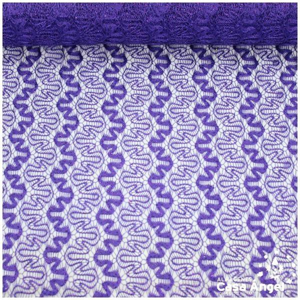 ENCAJE DE LYCRA MORADO CON PURPURINA SERIE ADUNA 150cm
