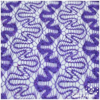 ENCAJE DE LYCRA MORADO CON PURPURINA SERIE ADUNA 150cm