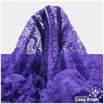 ENCAJE DE LYCRA MORADO CON PURPURINA SERIE ADUNA 150cm