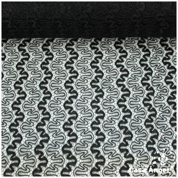 ENCAJE DE LYCRA NEGRO CON PURPURINA SERIE ADUNA 150cm