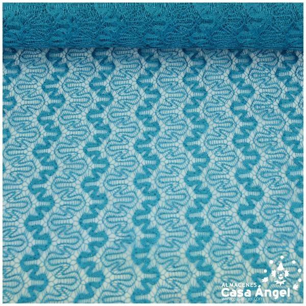 ENCAJE DE LYCRA TURQUESA CON PURPURINA SERIE ADUNA 150cm