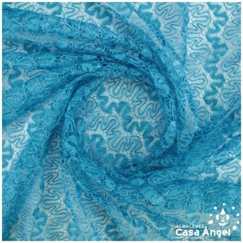 ENCAJE DE LYCRA TURQUESA CON PURPURINA SERIE ADUNA 150cm