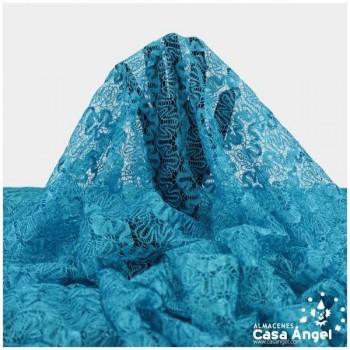 ENCAJE DE LYCRA TURQUESA CON PURPURINA SERIE ADUNA 150cm