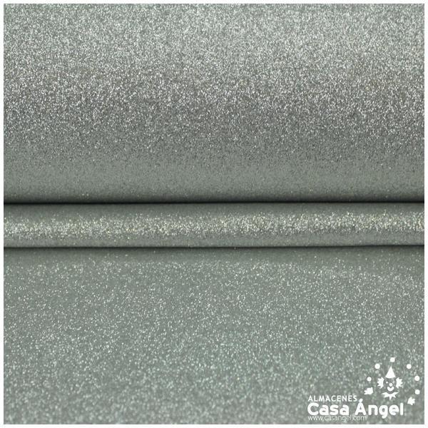 LONETA PLASTIFICADA CON ESCARCHA PLATA SERIE ZOCO 150cm