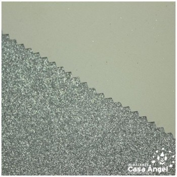 LONETA PLASTIFICADA CON ESCARCHA PLATA SERIE ZOCO 150cm