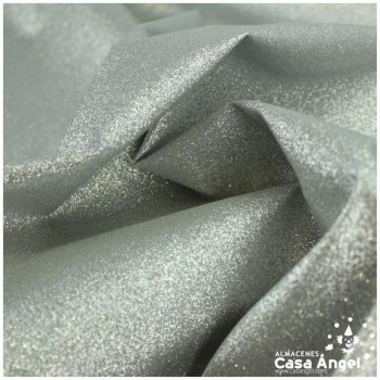 LONETA PLASTIFICADA CON ESCARCHA PLATA SERIE ZOCO 150cm