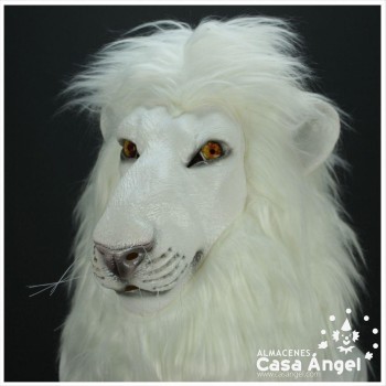 CARETA DE LÁTEX LEÓN BLANCO CON PELO